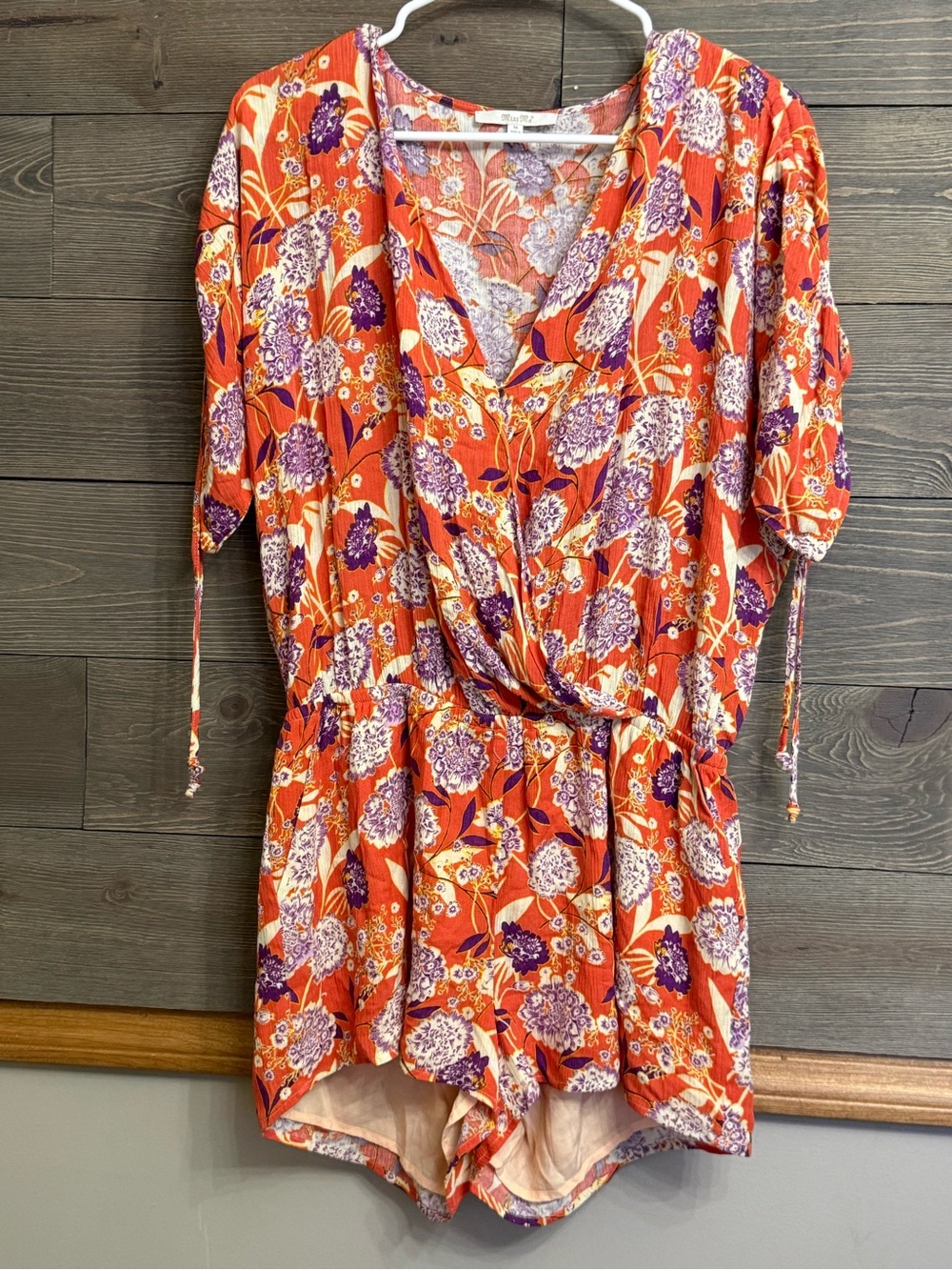 Miss Me Floral Orange Purple Boho Romper